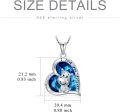 wholesale 925 Sterling Silver Blue Crystal Heart Hippo Pendant Necklaces for Mom Wife Daughter Mothers' Day Gifts-0-3