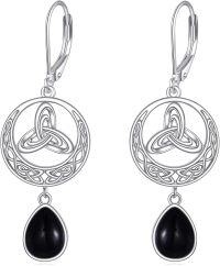 wholesale 925 Sterling Silver Black Onyx Celtic Knot Leverback Earrings-B-Celtic Knot Onyx