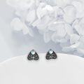 wholesale 925 Sterling Silver Triangle Moonstone Stud Earrings with Hello and Goodbye Design-0-5