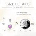 wholesale 925 Sterling Silver Pink Heart CZ Dangle Earrings for Women-0-4