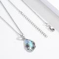 wholesale 925 Sterling Silver Blue Sunflower Moonstone Teardrop Pendant Necklace for Women and Girls-0-3