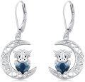 wholesale 925 Sterling Silver Blue Crystal Cow Moon Stud Earrings for Women Girls-0-0