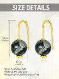 wholesale Gold 14k Green Moss Agate Leverback Drop Dangle Earrings for Women-0-2