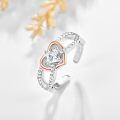 wholesale 925 Sterling Silver Princess Cut Cubic Zirconia Heart Infinity Promise Ring with Adjustable Band for Women-0-1