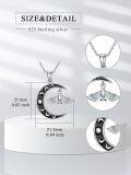 wholesale 925 Sterling Silver Bat Crescent Moon Necklace Pendant Jewelry for Women Girls Gifts 48cm Chain Length-0-1