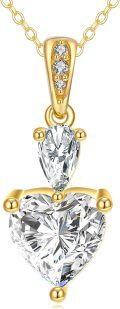wholesale 14K Gold Teardrop & Heart Shape Cubic Zirconia Pendant Necklace Elegant s for Her-0-0