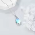 wholesale 925 Sterling Silver Moss Agate Turquoise Larimar Aquamarine Opal Black Onyx Rose Quartz Moonstone Pendant Necklace-0-3