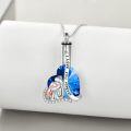 wholesale 925 Sterling Silver Blue Crystal Angel Heart Pendant Forever Love Memorial Urn Keepsake Necklace for Ashes with Funnel and Fill Tool-0-1