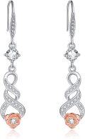 wholesale 925 Sterling Silver Purple Crystal Twist Flower Drop Earrings  for Women-0-6