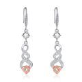 wholesale 925 Sterling Silver Purple Crystal Twist Flower Drop Earrings  for Women-0-6