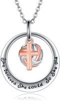 wholesale 925 Sterling Silver Cross Charm Inspirational Quote Pendant Necklace Gift for Women Girls-0-0