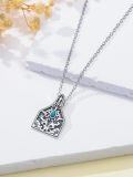 wholesale 925 Sterling Silver Turquoise Pendant Necklace Vintage Floral Filigree Oxidized Finish Chain-0-5