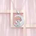 wholesale 925 Sterling Silver Fairy Moon Pendant Necklace with Opal Stone and 444 Number Charm - Christmas Gift for Women & Girls-0-1