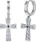 wholesale 925 Sterling Silver Celtic Knot Cross Drop Earring Set - Irish Style Jewellery Gift for Her Him-0-0