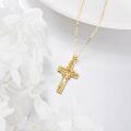 wholesale 14K Gold Hummingbird & Sunflower Vine Cross Pendant Necklace - Christian  for Women and Men-0-2