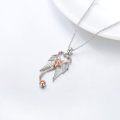 wholesale 925 Sterling Silver Heart Shaped Angel Wing RN Pendant Necklace with Rose Gold Accents and Chain-0-2