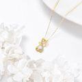 wholesale 14K Solid Opal Heart Cat Pendant Necklace - Mothers Day Gifts-0-3