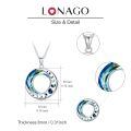 wholesale 925 Sterling Silver Moon Phase Blue Crystal Pendant Necklace White Gold Plated-0-5