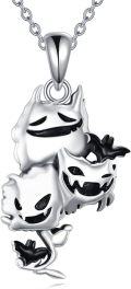wholesale 925 Sterling Silver Halloween Ghost & Jack-o'-Lantern Pendant Necklace Gothic Jewelry-0-0