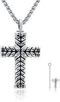 wholesale  Cross Cremation Urn Keepsake Pendant with Funnel and Chain -0-0