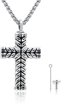 wholesale  Cross Cremation Urn Keepsake Pendant with Funnel and Chain -C-Cross Urn Necklace