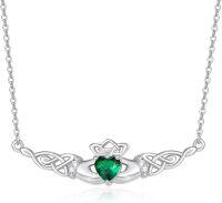 wholesale Sterling Silver Celtic Knot Claddagh Heart Necklace Irish Jewelry Gift-Silver