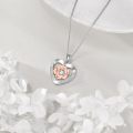 wholesale 925 Sterling Silver Rose Flower Pendant Necklace with Cubic Zirconia Gemstone Gifts for Women-0-1