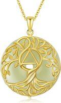 wholesale 14K Gold Sterling Silver Jade Tree of Life Necklace for Women-0-76