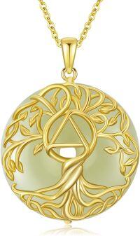 wholesale 14K Gold Plated Sterling Silver Jade Celtic Tree of Life Necklace-Sobriety