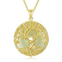 wholesale 925 Sterling Silver Tree Of Life Pendant Necklace Wholesale With Green Gemstone-Sobriety