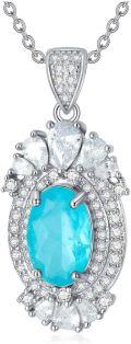 wholesale 925 Sterling Silver Turquoise and Cubic Zirconia Pendant Necklace for Women-0-0
