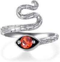 wholesale 925 Sterling Silver Adjustable Snake Band Ring Jewelry Gift for Women-01 Jan - Garnet