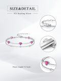 wholesale 925 Sterling Silver Ruby & 5A CZ Heart Charm Bracelet - July Birthstone, Dainty Adjustable Gift for Women-0-5