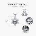 wholesale 925 Sterling Silver Lion Head in Star of David Pendant Necklace-0-4
