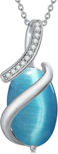 wholesale 925 Sterling Silver Gemstone Pendant Necklace for Women Fine Jewelry Gift-Sapphire