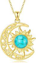 wholesale 18K Gold Plated Natural Gemstone Crescent Necklace for Women Moon Sun Pendant Gift for Her-0-22