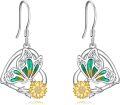 wholesale 925 Sterling Silver Butterfly Sunflower Dangle Earrings for Women Girls Gifts Jewelry Accessories 4cm Length-0-0