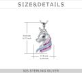 wholesale 925 Sterling Silver Rainbow Crystal Unicorn Pendant Necklace for Women-0-5