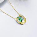 wholesale 925 Sterling Silver Horseshoe with Four-Leaf Clover Pendant Necklace for Women-0-3