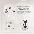 wholesale 925 Sterling Silver Black Cat Ear Stud Earrings Set-0-5