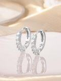 wholesale 925 Sterling Silver Round Cubic Zirconia Huggie Hoop Earrings for Women Gift Ideas-0-2