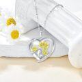 wholesale 925 Sterling Silver Yellow Daisy Floral Heart Pendant Necklace for Women-0-1