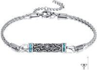 wholesale 925 Sterling Silver Turquoise Inlay Memorial Urn Bracelet with Funnel and Fill Tool for Ashes Cremation Jewelry Keepsake Holder-Turquoise Sunflower Urn
