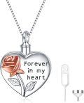 wholesale 925 Sterling Silver Heart Rose Memorial Keepsake Pendant with Funnel and Keychain-0-0