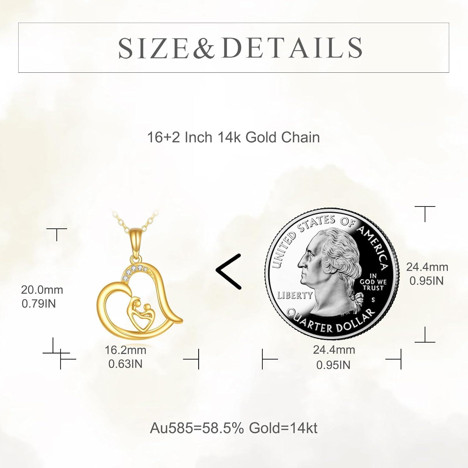 wholesale 14K Gold Heart Shaped Family Pendant Necklace for Sisters and Moms - Mothers' Day & Birthdays Gifts-0-5