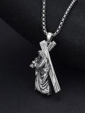 wholesale 925 Sterling Silver &  Jesus Carrying the Cross Pendant Necklaces for Men/Women-0-2