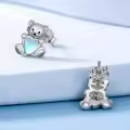 wholesale 925 Sterling Silver Teddy Bear Heart Stud Earrings Wholesale for Girls Women Kids -0-2