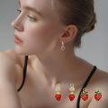 wholesale 925 Sterling Silver Red Enamel Strawberry Flower Drop Earring Sets for Women Gift (Set of 6)-0-2