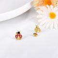 wholesale 14K Gold Ladybug Stud Earrings with Cubic Zirconia and Enamel - Christmas Gift Ideas for Women-0-1