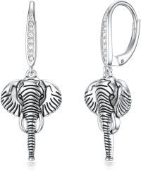 wholesale 925 Sterling Silver Hypoallergenic Elephant Drop Earrings for Women Girls  4cm Long-elephant-2